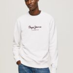 White Printed Logo Cotton Jumper Pepe Jeans L20F2F880 Men