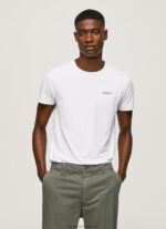 White Printed Logo Cotton T-Shirt Pepe Jeans L20F2F1011 Men