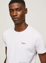 White Printed Logo Cotton T-Shirt Pepe Jeans L20F2F1011 Men - Image 3