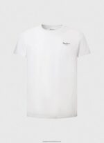 White Printed Logo Cotton T-Shirt Pepe Jeans L20F2F1011 Men - Image 5