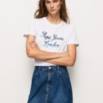 White Printed Logo Cotton T-Shirt Pepe Jeans L20F2F411 Women