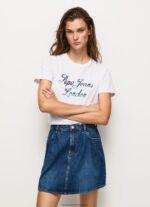 White Printed Logo Cotton T-Shirt Pepe Jeans L20F2F411 Women