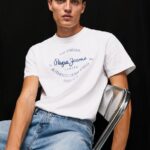 White Printed Logo Cotton T-Shirt Pepe Jeans L20F2F921 Men