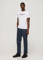 White Printed Logo Cotton T-Shirt Pepe Jeans L20F2F998 Men - Image 2