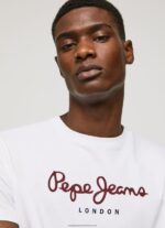 White Printed Logo Cotton T-Shirt Pepe Jeans L20F2F998 Men - Image 3