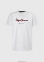 White Printed Logo Cotton T-Shirt Pepe Jeans L20F2F998 Men - Image 5