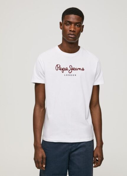 White Printed Logo Cotton T-Shirt Pepe Jeans L20F2F998 Men