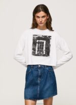 White Printed Long Sleeved T-Shirt Pepe Jeans L20F2F428 Women - Image 2