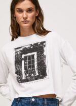 White Printed Long Sleeved T-Shirt Pepe Jeans L20F2F428 Women - Image 3