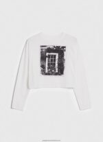 White Printed Long Sleeved T-Shirt Pepe Jeans L20F2F428 Women - Image 5