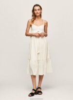 White Prue Cotton Dobby Dress Pepe Jeans L20F2F221 Women - Image 2