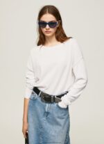 White Relaxed Fit Boat Neck Jersey Pepe Jeans L20F2F256 Women - Image 2