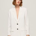 White Relaxed Fit Linen Blazer Pepe Jeans L20F2F110 Women