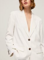 White Relaxed Fit Linen Blazer Pepe Jeans L20F2F110 Women - Image 3