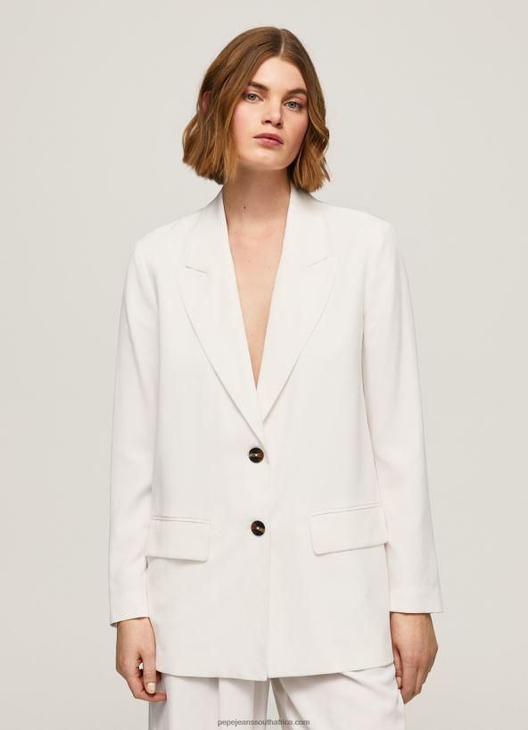 white_relaxed_fit_linen_blazer_pepe_jeans_l20f2f110_women.jpg White Relaxed Fit Linen Blazer Pepe Jeans L20F2F110 Women - Image 1
