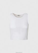 White Ribbed Armhole Sleeved T-Shirt Pepe Jeans L20F2F423 Women - Image 5