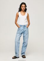 White Ribbed Armhole-Sleeved T-Shirt Pepe Jeans L20F2F457 Women - Image 2