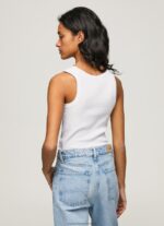 White Ribbed Armhole-Sleeved T-Shirt Pepe Jeans L20F2F457 Women - Image 4