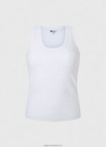 White Ribbed Armhole-Sleeved T-Shirt Pepe Jeans L20F2F457 Women - Image 5