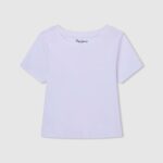 White Ribbed Shirt With Embroidered Logo Pepe Jeans L20F2F1459 Girl