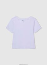 White Ribbed Shirt With Embroidered Logo Pepe Jeans L20F2F1459 Girl