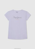 White Ribbed Shirt With Embroidered Logo Pepe Jeans L20F2F1459 Girl - Image 3
