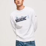 White Rounded Collar Cotton Jumper Pepe Jeans L20F2F877 Men