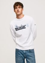 White Rounded Collar Cotton Jumper Pepe Jeans L20F2F877 Men