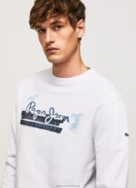 White Rounded Collar Cotton Jumper Pepe Jeans L20F2F877 Men - Image 3