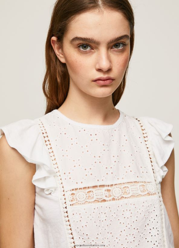 white_shirt_with_openwork_details_pepe_jeans_l20f2f437_women.jpg White Shirt With Openwork Details Pepe Jeans L20F2F437 Women - Image 1