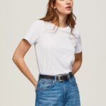 White Short-Sleeved Cotton T-Shirt Pepe Jeans L20F2F420 Women