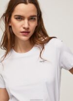 White Short-Sleeved Cotton T-Shirt Pepe Jeans L20F2F420 Women - Image 3
