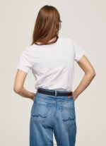 White Short-Sleeved Cotton T-Shirt Pepe Jeans L20F2F420 Women - Image 4