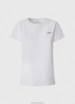 White Short-Sleeved Cotton T-Shirt Pepe Jeans L20F2F420 Women - Image 5