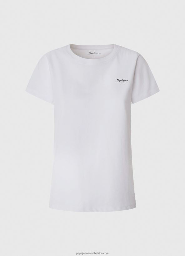 White Short-Sleeved Cotton T-Shirt Pepe Jeans L20F2F420 Women - Image 5