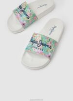 White Slider Martina Beach Flip Flops Pepe Jeans L20F2F1346 Girl - Image 3