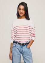 White Striped Print Cotton Jersey Pepe Jeans L20F2F238 Women - Image 2