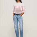 White Striped Print Cotton Jersey Pepe Jeans L20F2F238 Women