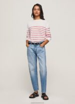 White Striped Print Cotton Jersey Pepe Jeans L20F2F238 Women