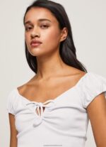White Sweetheart Neckline T-Shirt Pepe Jeans L20F2F462 Women