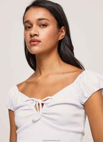 White Sweetheart Neckline T-Shirt Pepe Jeans L20F2F462 Women