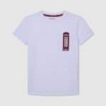 White Telephone Booth Cotton T-Shirt Pepe Jeans L20F2F1654 Boy