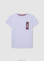 White Telephone Booth Cotton T-Shirt Pepe Jeans L20F2F1654 Boy