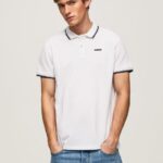 White Trimmed Cotton Pique Polo Shirt Pepe Jeans L20F2F1090 Men
