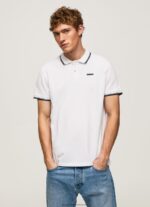 White Trimmed Cotton Pique Polo Shirt Pepe Jeans L20F2F1090 Men