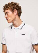White Trimmed Cotton Pique Polo Shirt Pepe Jeans L20F2F1090 Men - Image 3