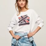 White Union Jack Cotton Jumper Pepe Jeans L20F2F266 Women