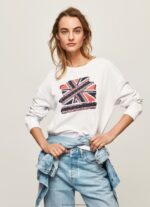 White Union Jack Cotton Jumper Pepe Jeans L20F2F266 Women