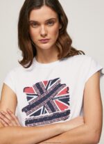 White Union Jack Printed T-Shirt Pepe Jeans L20F2F415 Women - Image 3