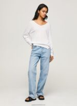 White V Neckline Relaxed Fit Jersey Pepe Jeans L20F2F240 Women - Image 2